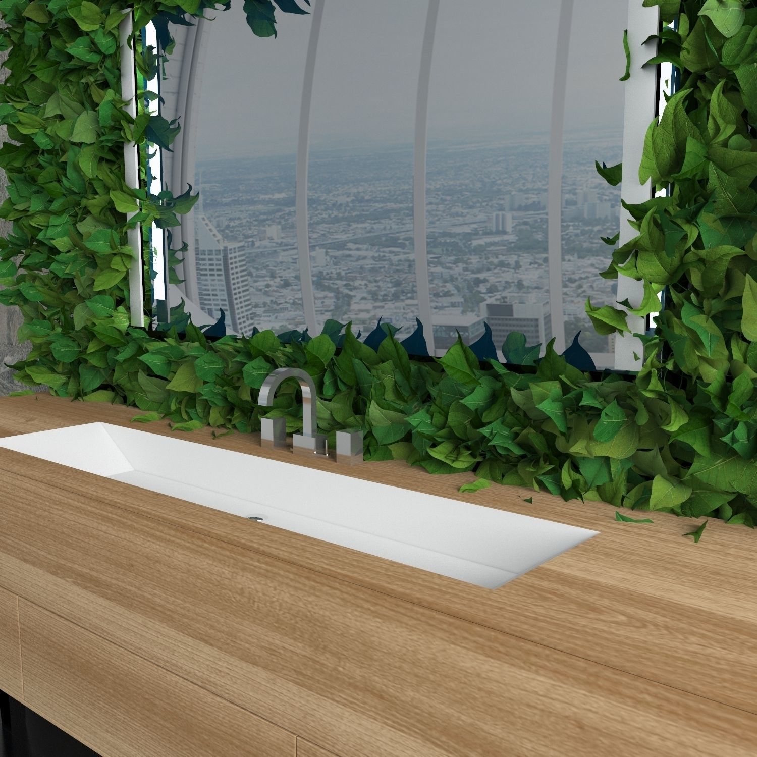 Washbasin set bathroom sink with ornate mirror 3D model_59