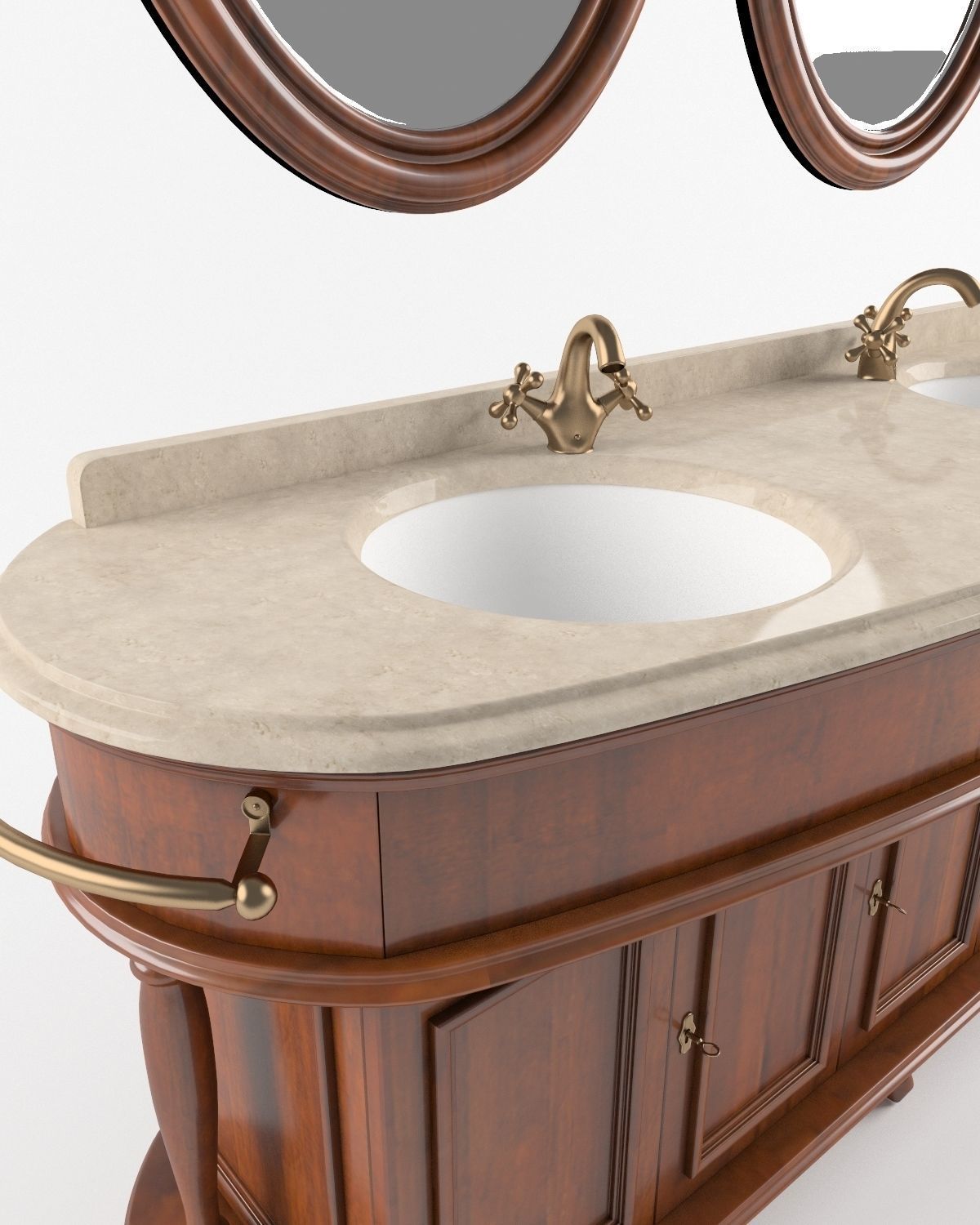 Washbasin set bathroom sink with ornate mirror 3D model_52
