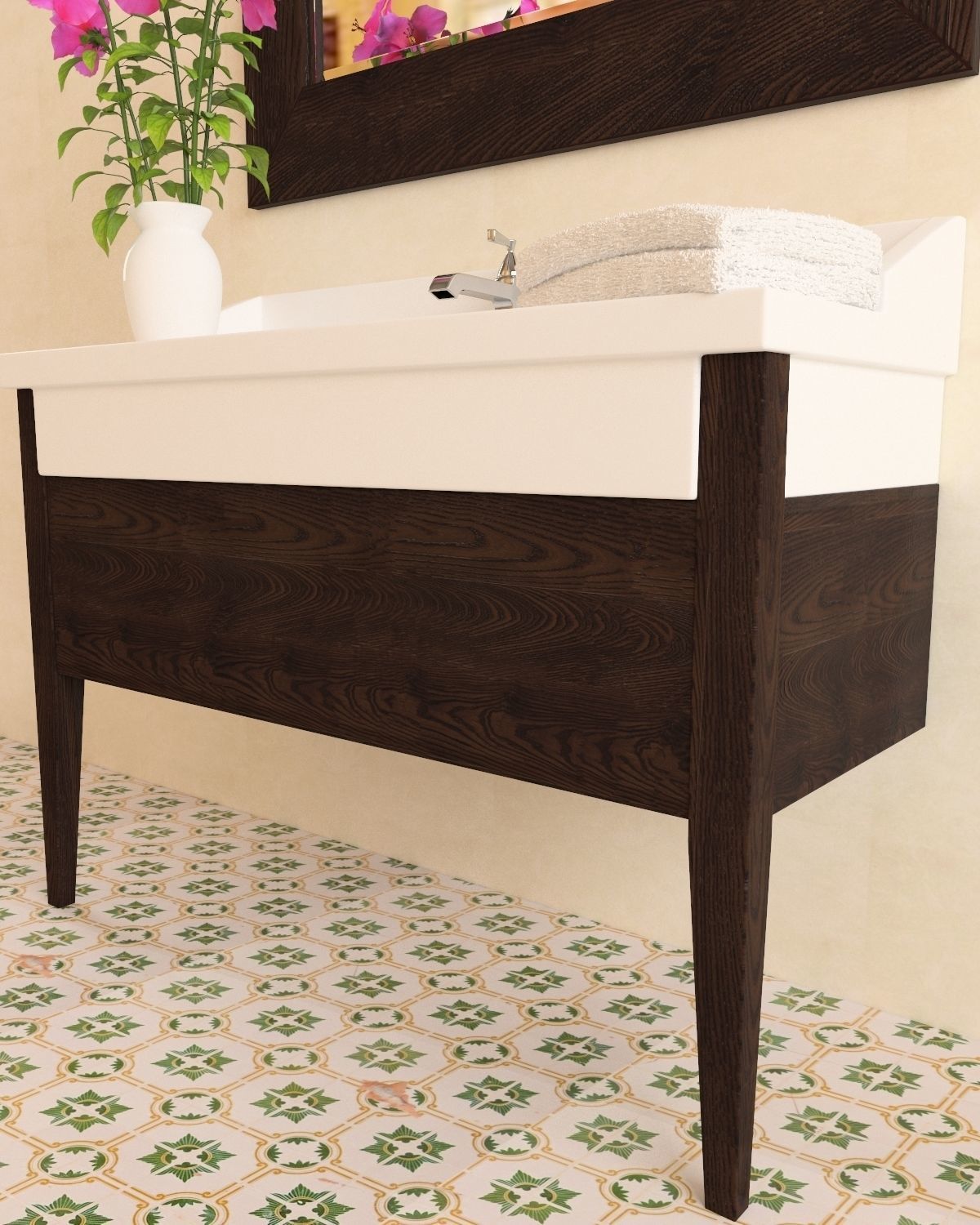 Washbasin set bathroom sink with ornate mirror 3D model_25