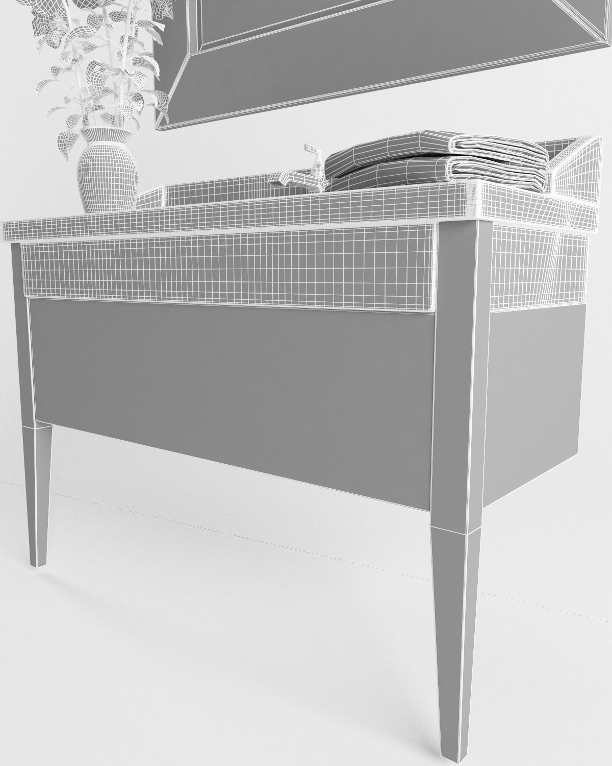 Washbasin set bathroom sink with ornate mirror 3D model_28