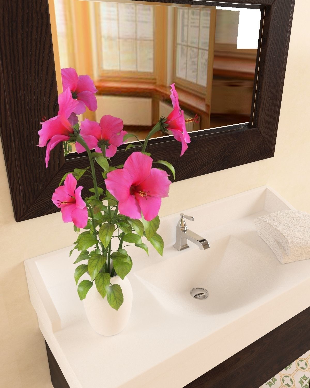 Washbasin set bathroom sink with ornate mirror 3D model_26