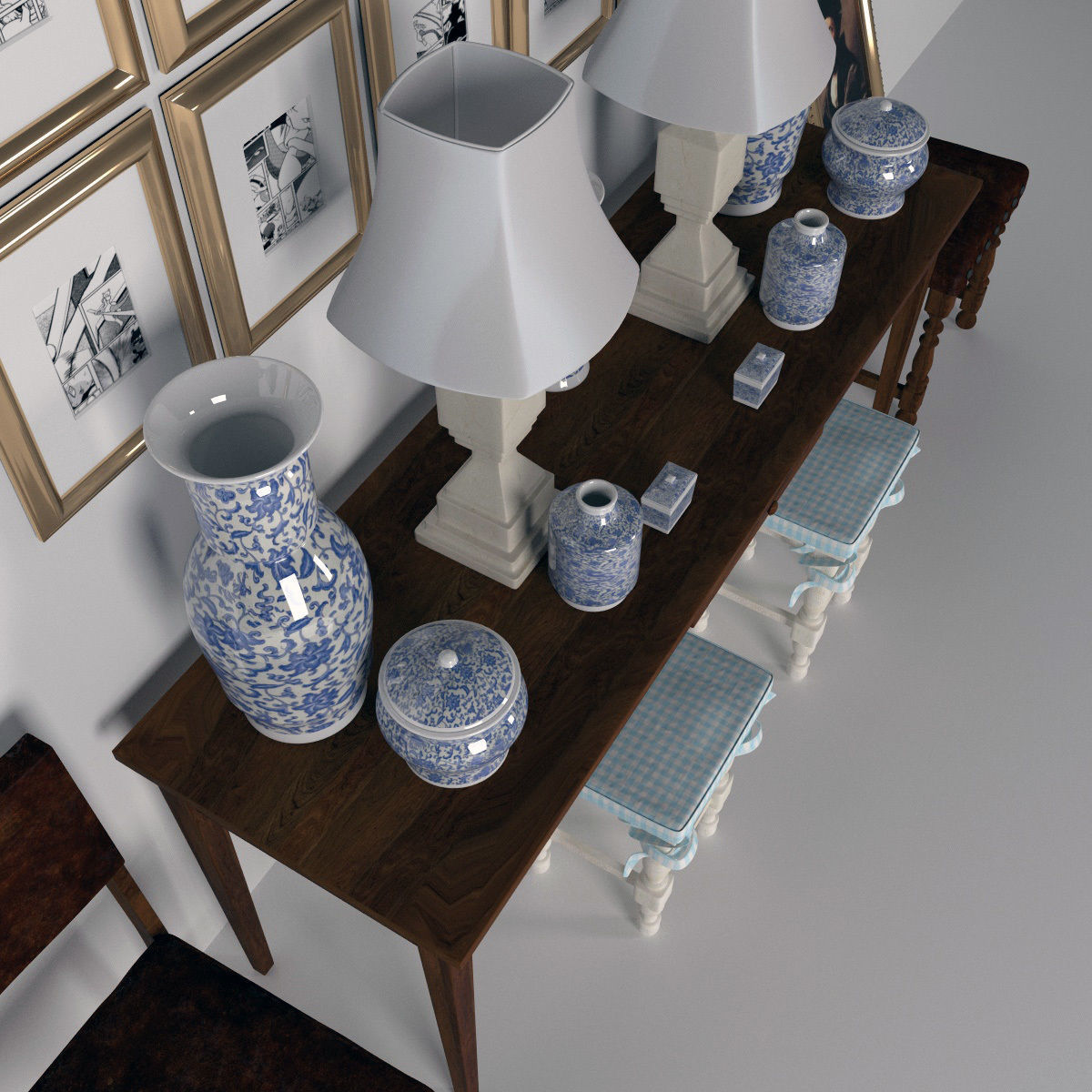 Console - shelf furniture set 3D model_26