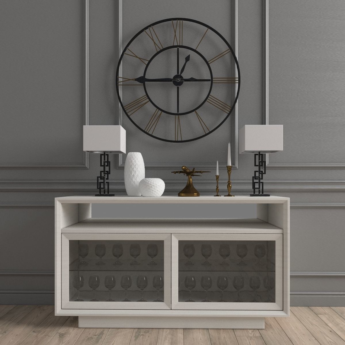Console - shelf furniture set 3D model_21