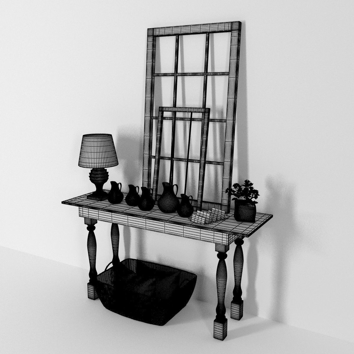 Console - shelf furniture set 3D model_18