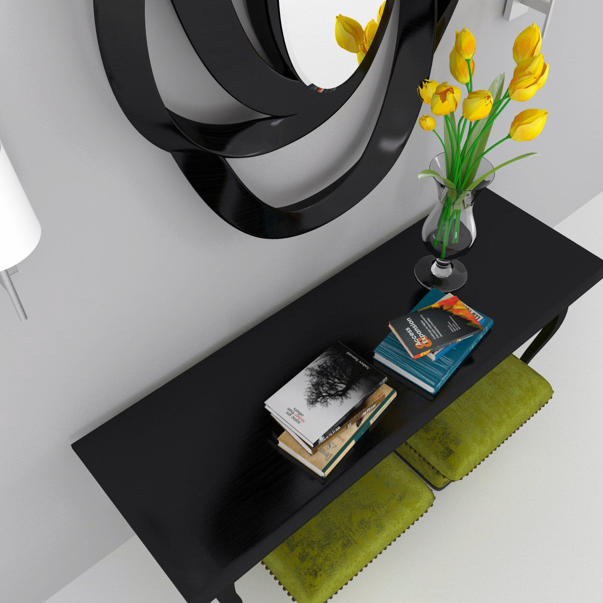 Console - shelf furniture set 3D model_1