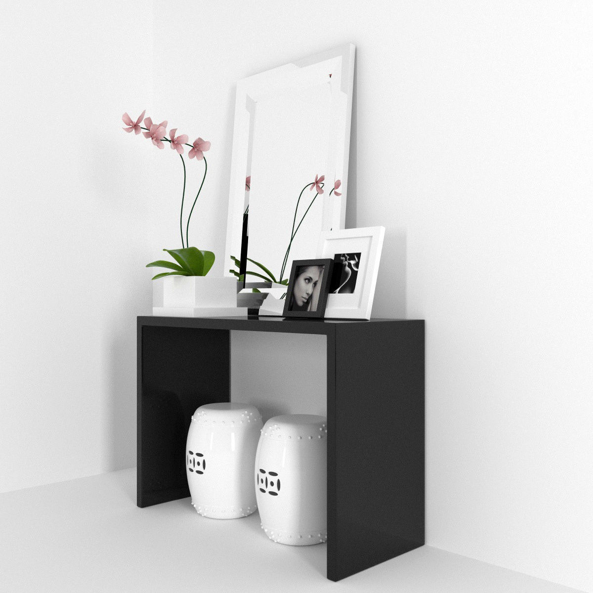 Console - shelf furniture set 3D model_32