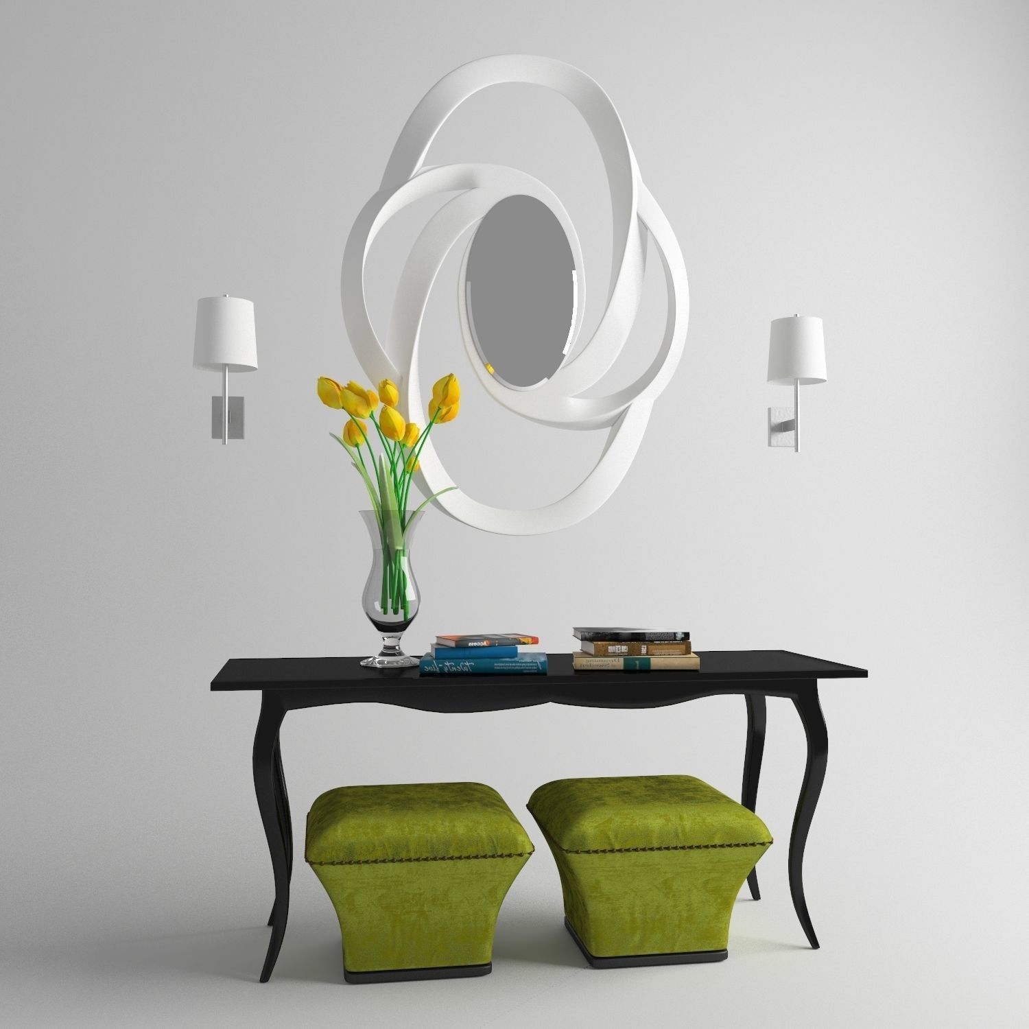 Console - shelf furniture set 3D model_2