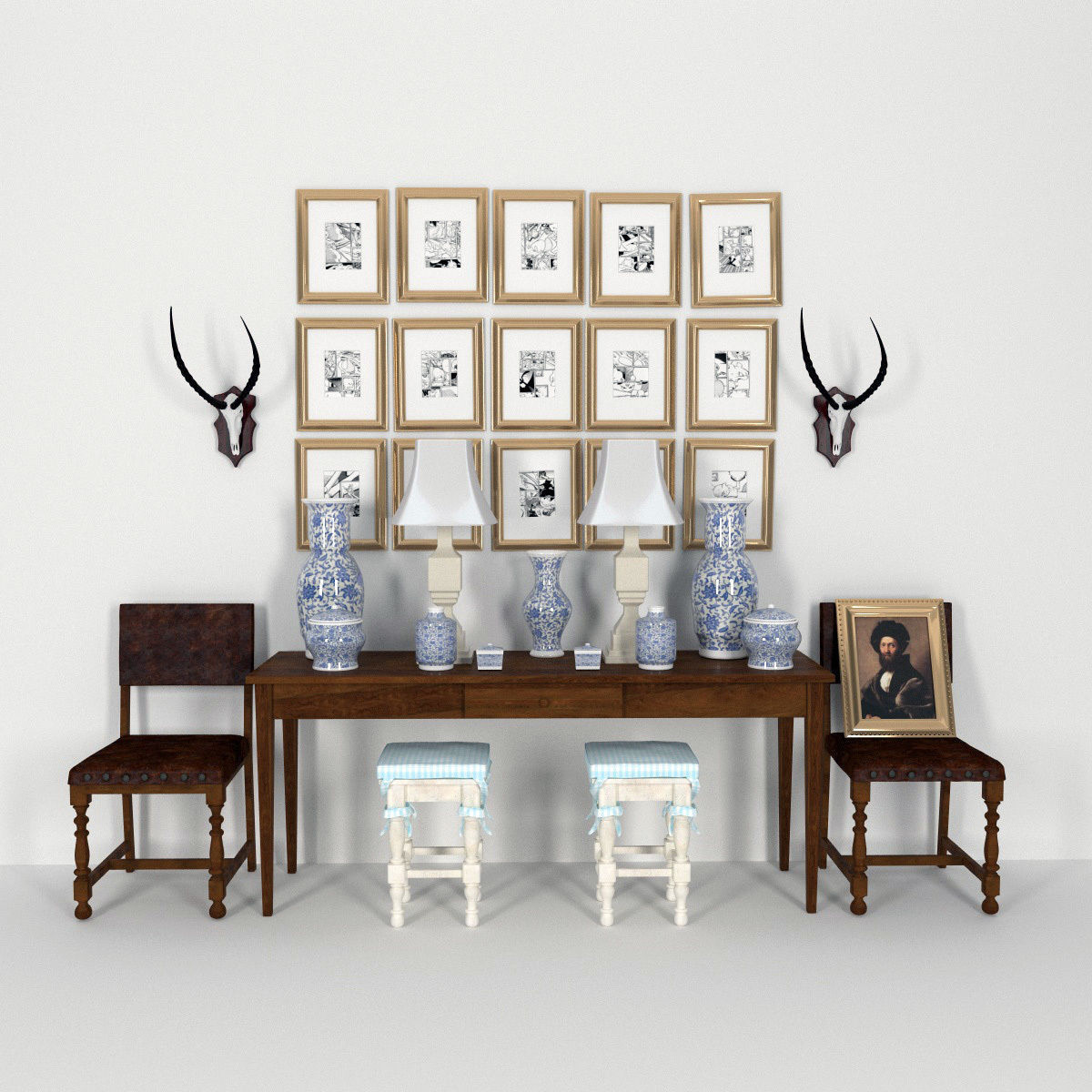 Console - shelf furniture set 3D model_25