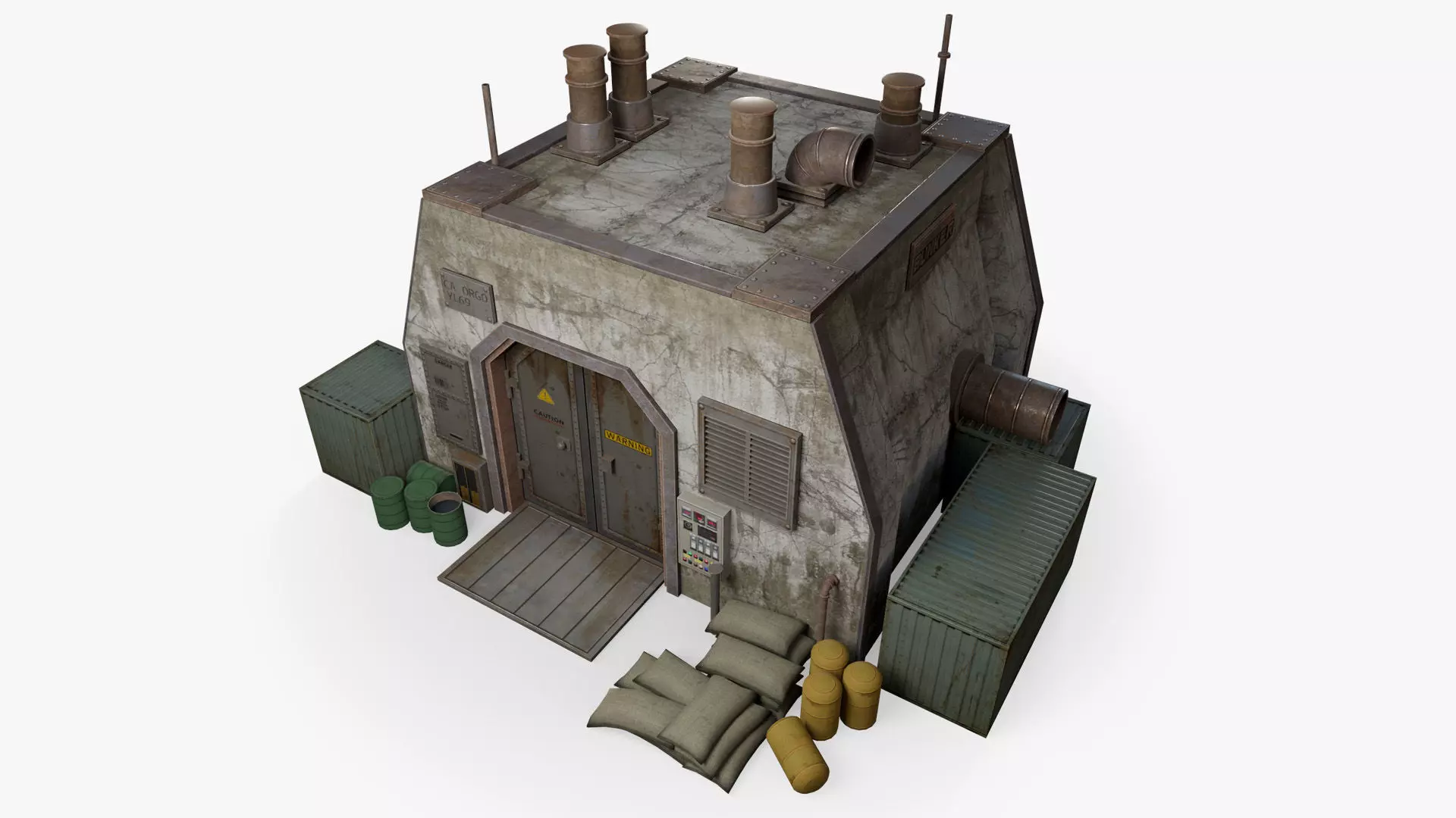 Post-Apocalyptic Bunker Low-poly 3D model