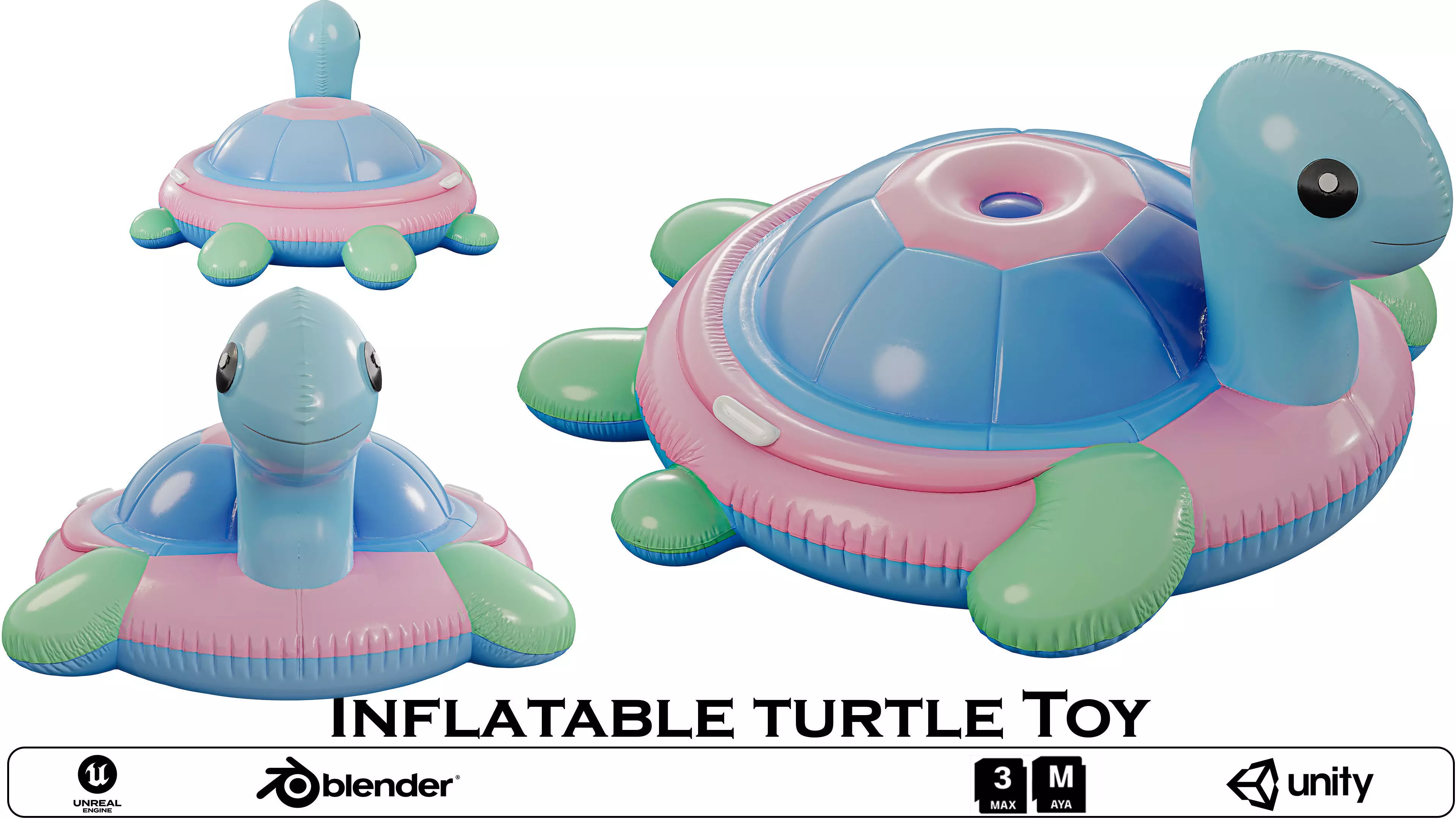 Inflatable Turtle Toy Low-poly 3D model