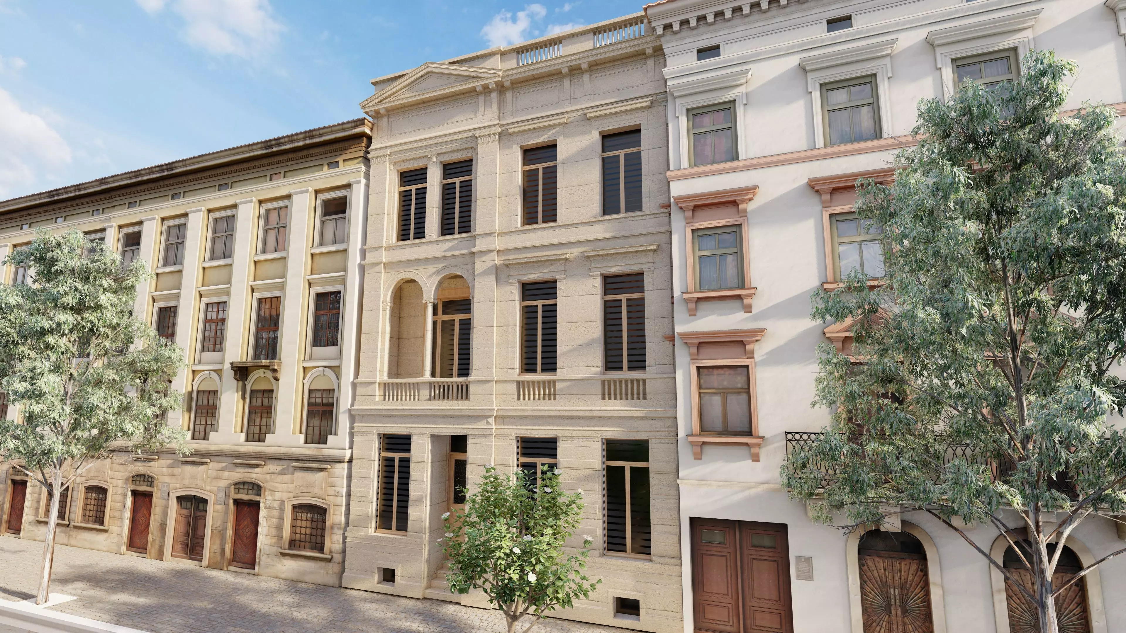 Classic stone facade-Building Classic Facade Element 3D model