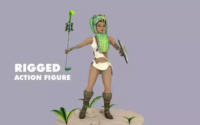 Rigged Action Figure Teela and Animation 3D model