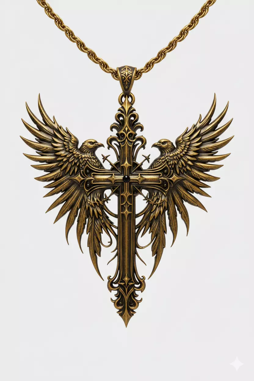 Pendant Bird Cross Pendant Cross Pendant Religious Pendant 3D print model