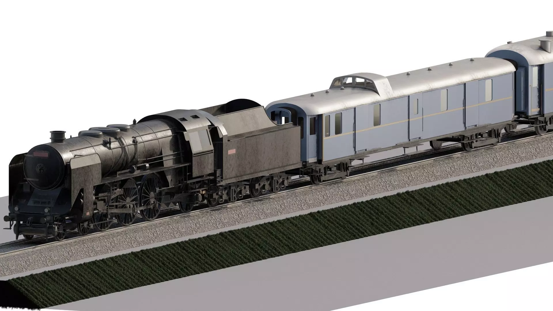 Steam train based on early 1900s Orient Express 3D model