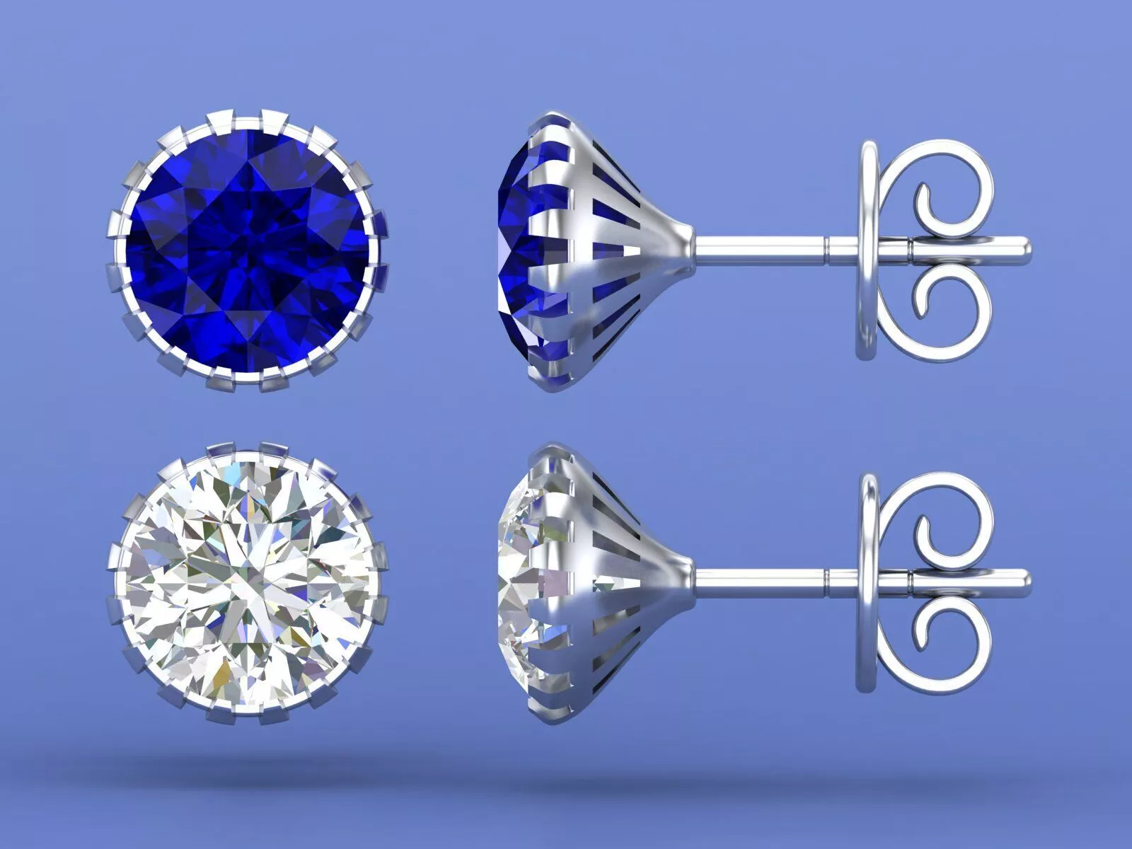 Classic 8mm Round Solitaire Stud Earring 3D CAD Jewelry Design 3D print model