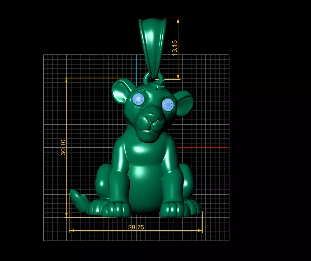 Cute Sitting Lion 3D Keychain Pendant Model 3D print model