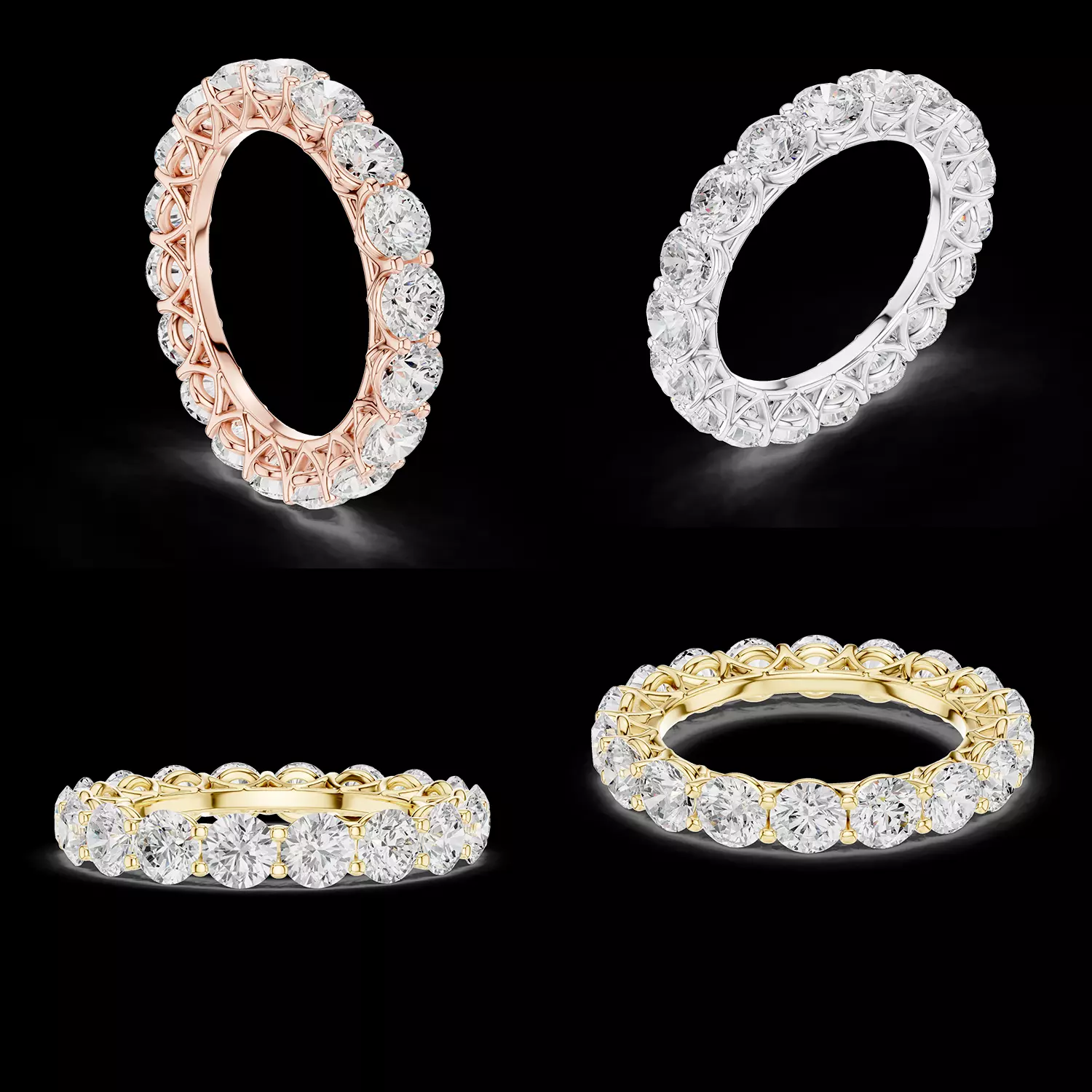 Round Diamond Eternity Band Ring 3D Model STL 3DM 3D print model