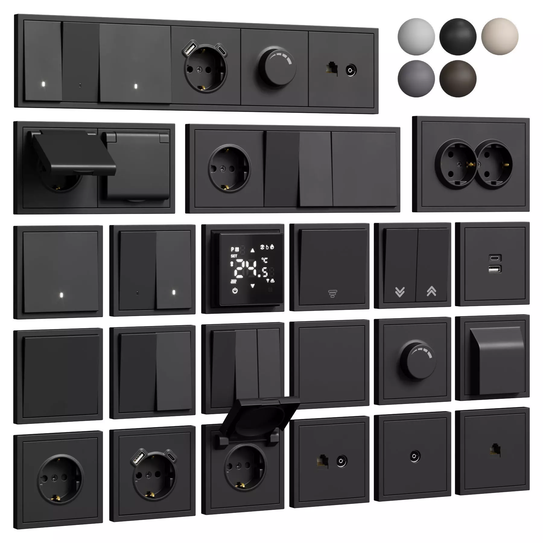 Stekker Emily sockets and switches 3D model