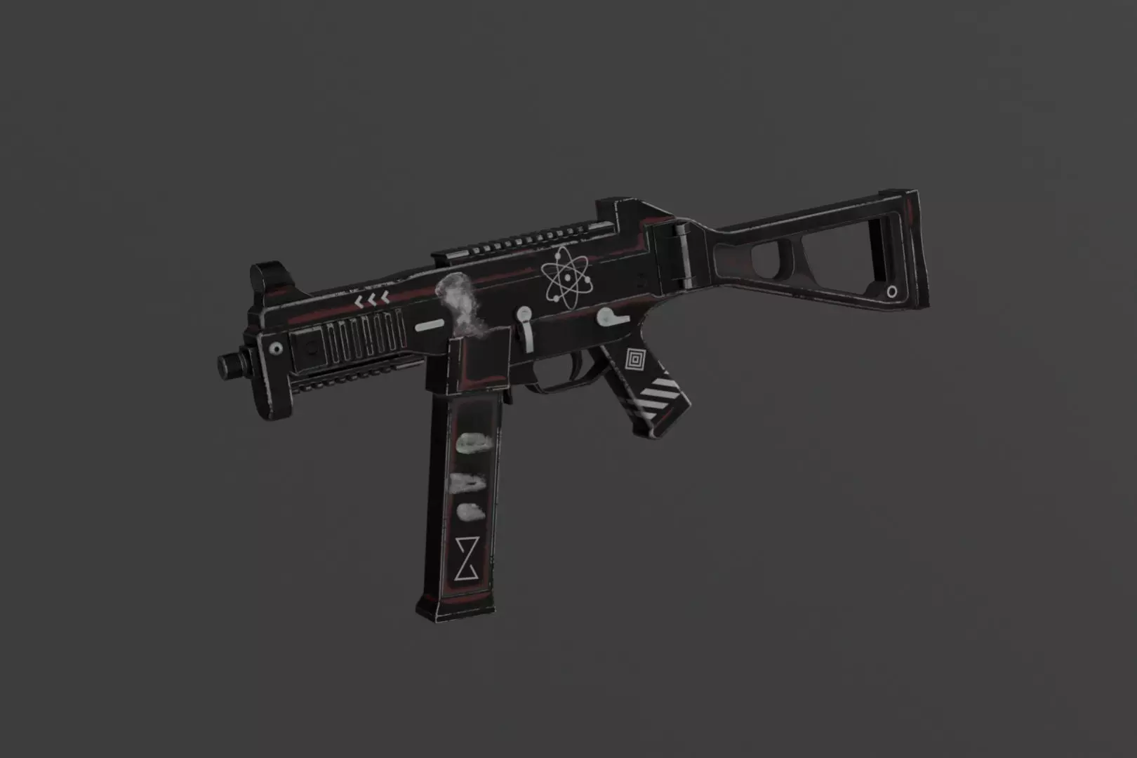 Low Poly UMP-9 Game Ready Quad Topology PBR Textures Low-poly 3D model
