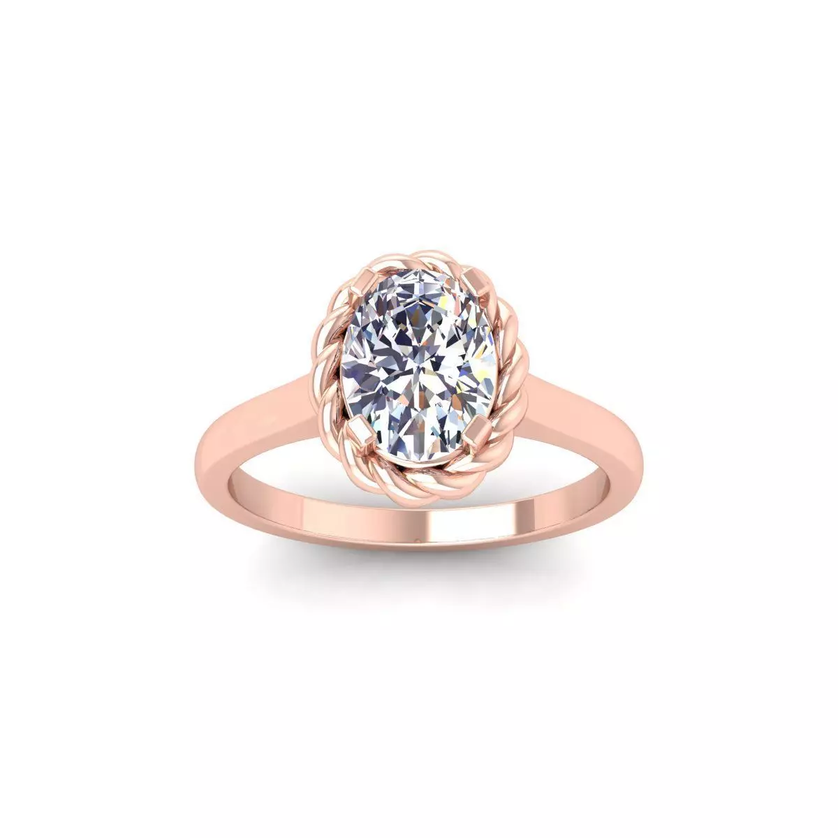 Oval Diamond Ring 3d Model and Render 3D print model