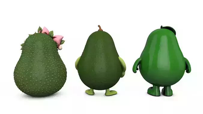 Fresh Green Avocados - Photorealistic High Poly Set 3D print model 4