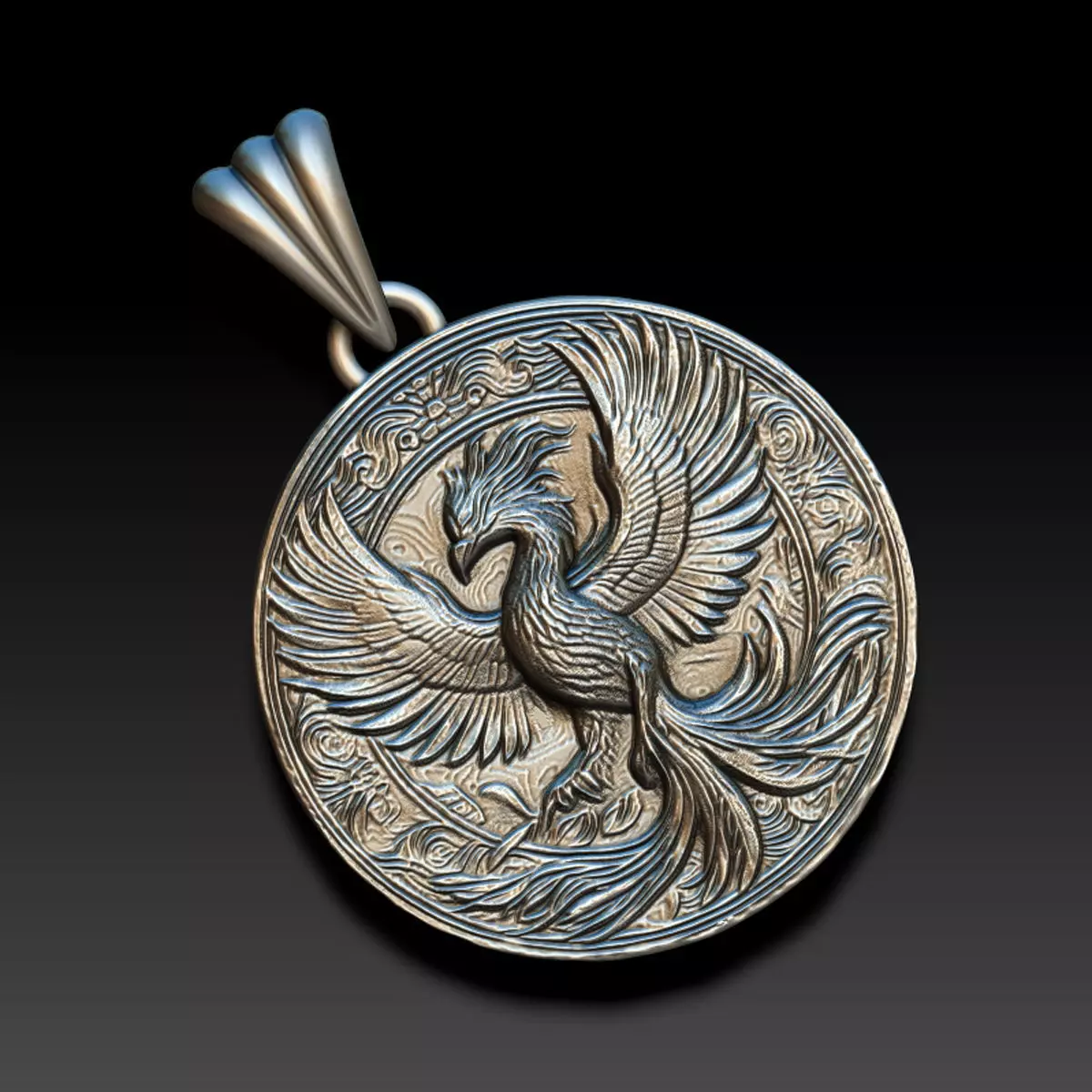 Phoenix Rising Medallion Pendant v1 3D print model
