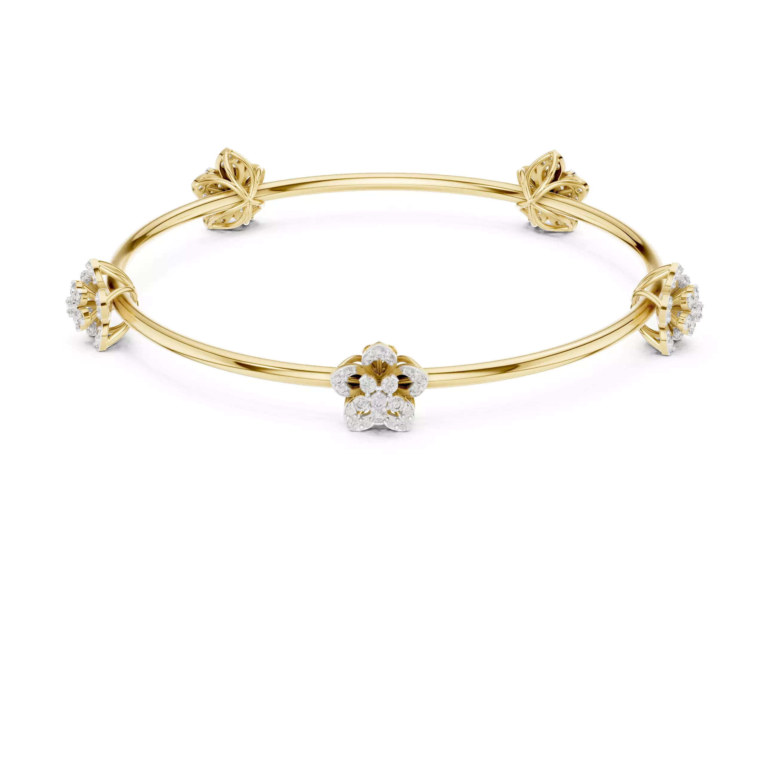 Floral Diamond Bangle Bracelet STL 3DM CAD Jewelry Model 3D print model