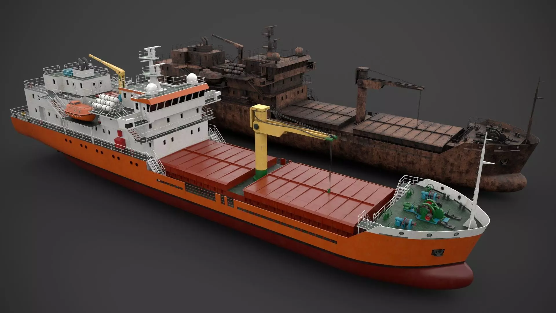 Cargo-passenger vessel Low-poly 3D model