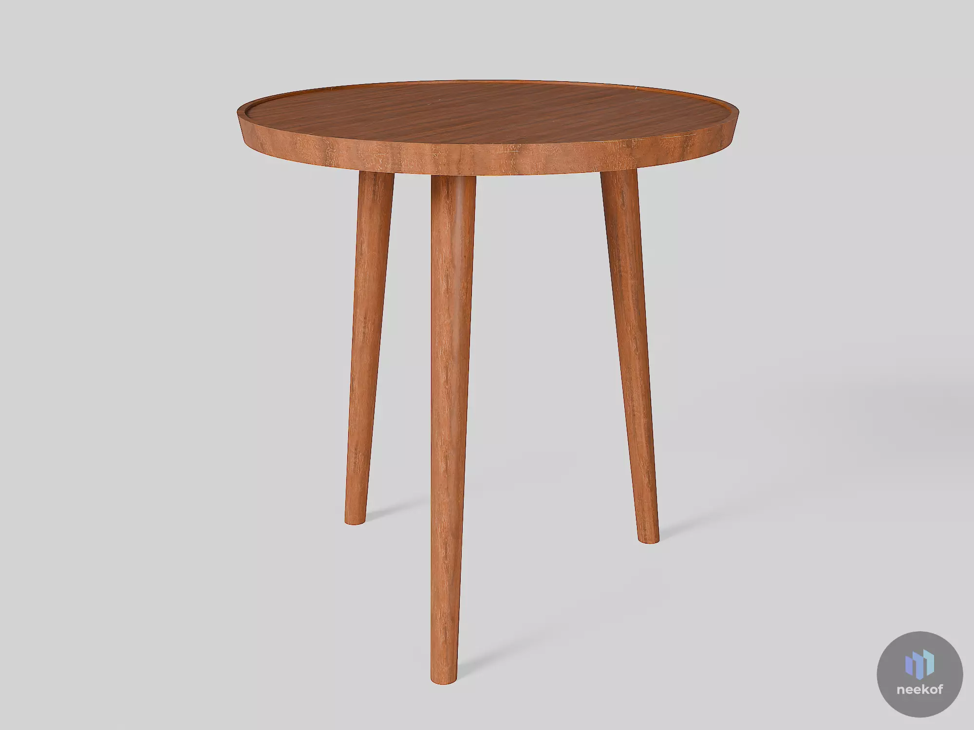 Round Wood Side Table End Table Nightstand - Side Table 3D model