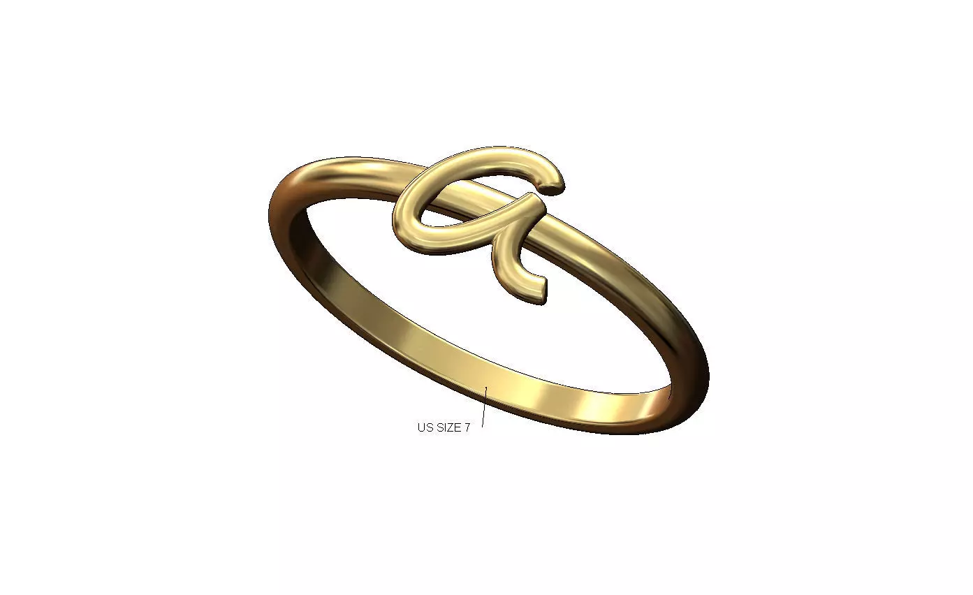 A letter initial 3d lowercase wire stacker ring US size 7 3D print model
