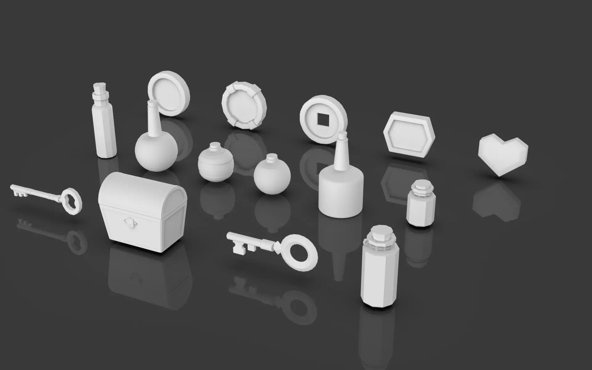 Low Poly Stylized Collectibles Pack- 1 - Untextured Low-poly 3D model