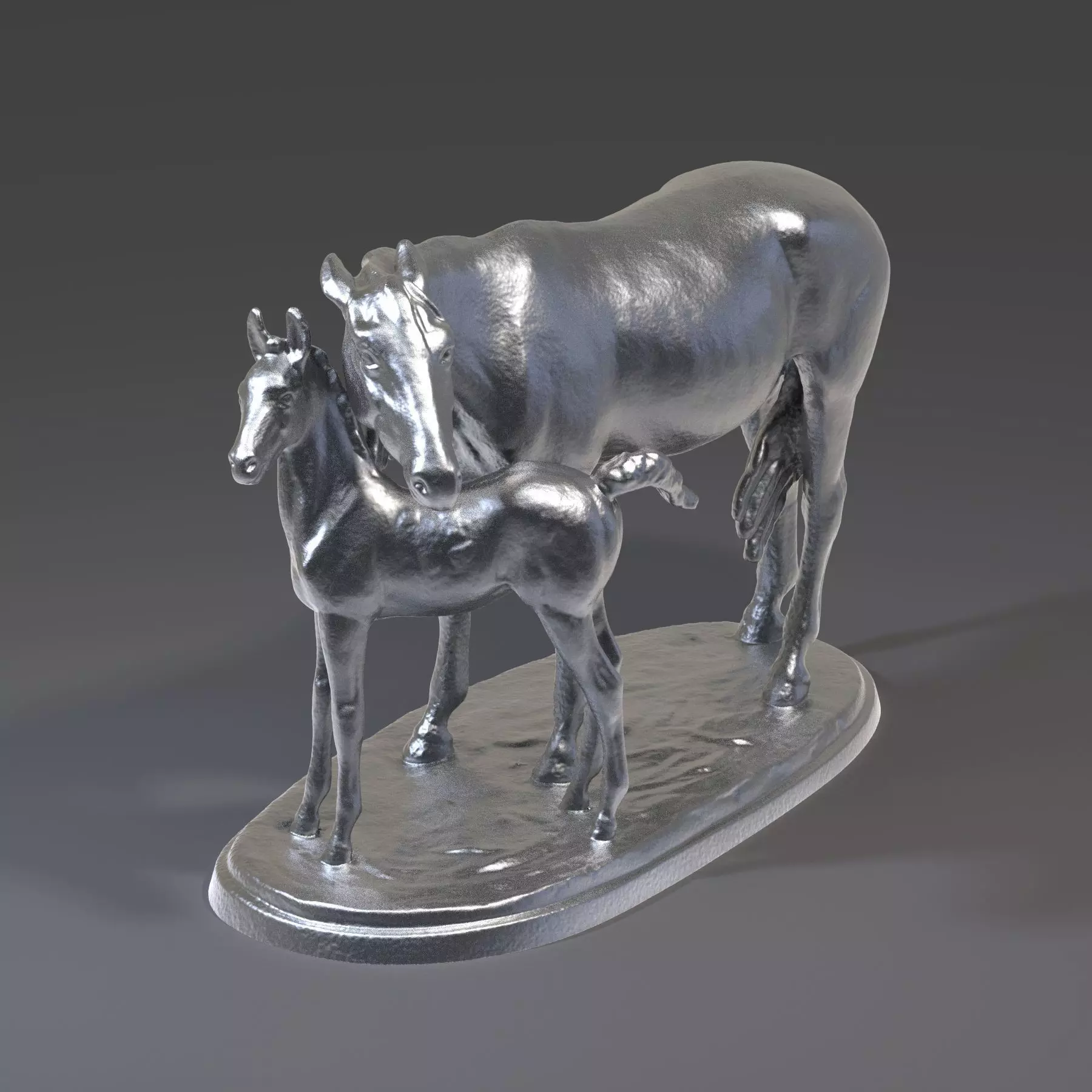 Scanned sculpture of horses 3D print model