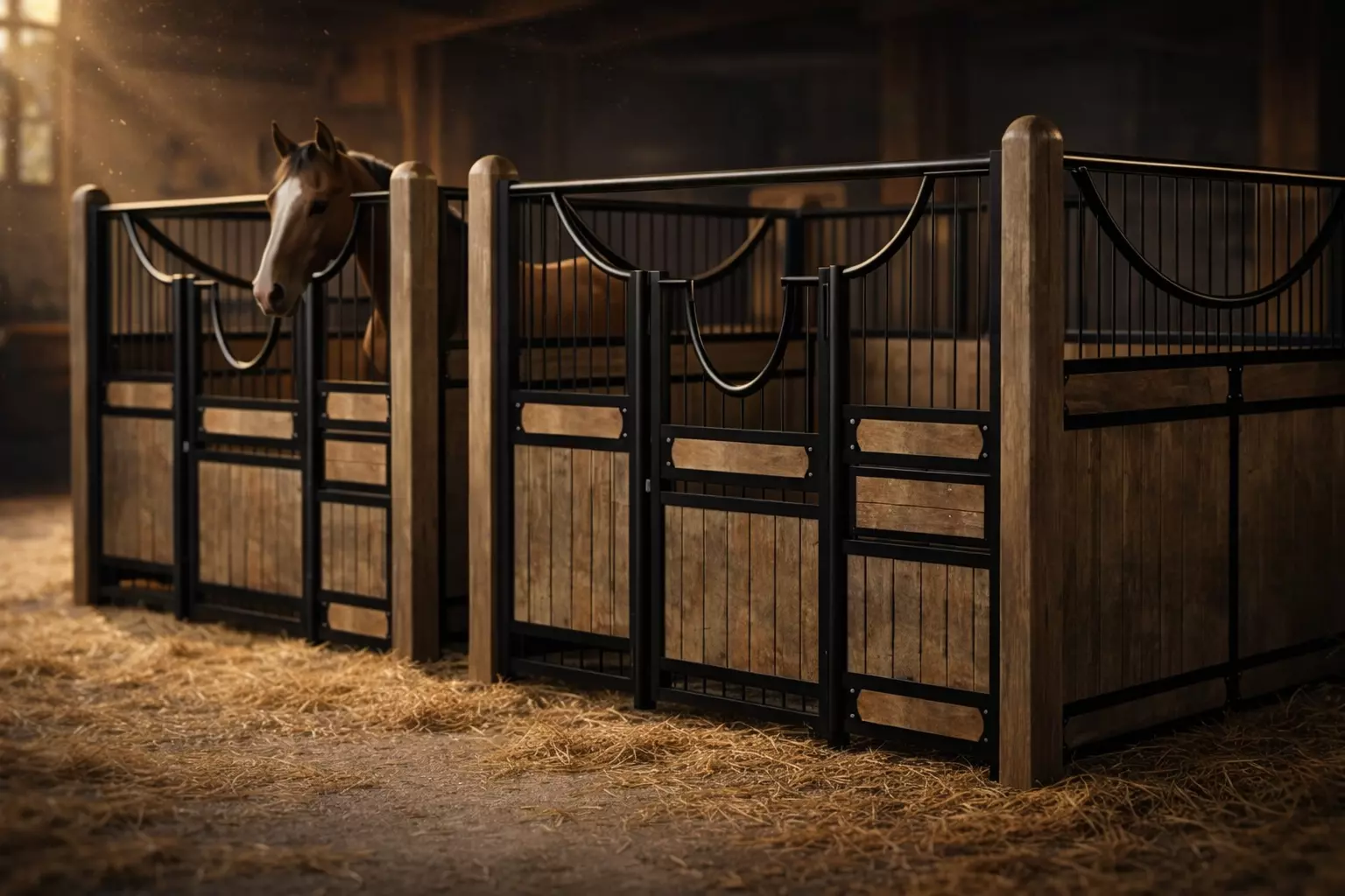 modular horse stall stable system-rustic wood and metal 3D model