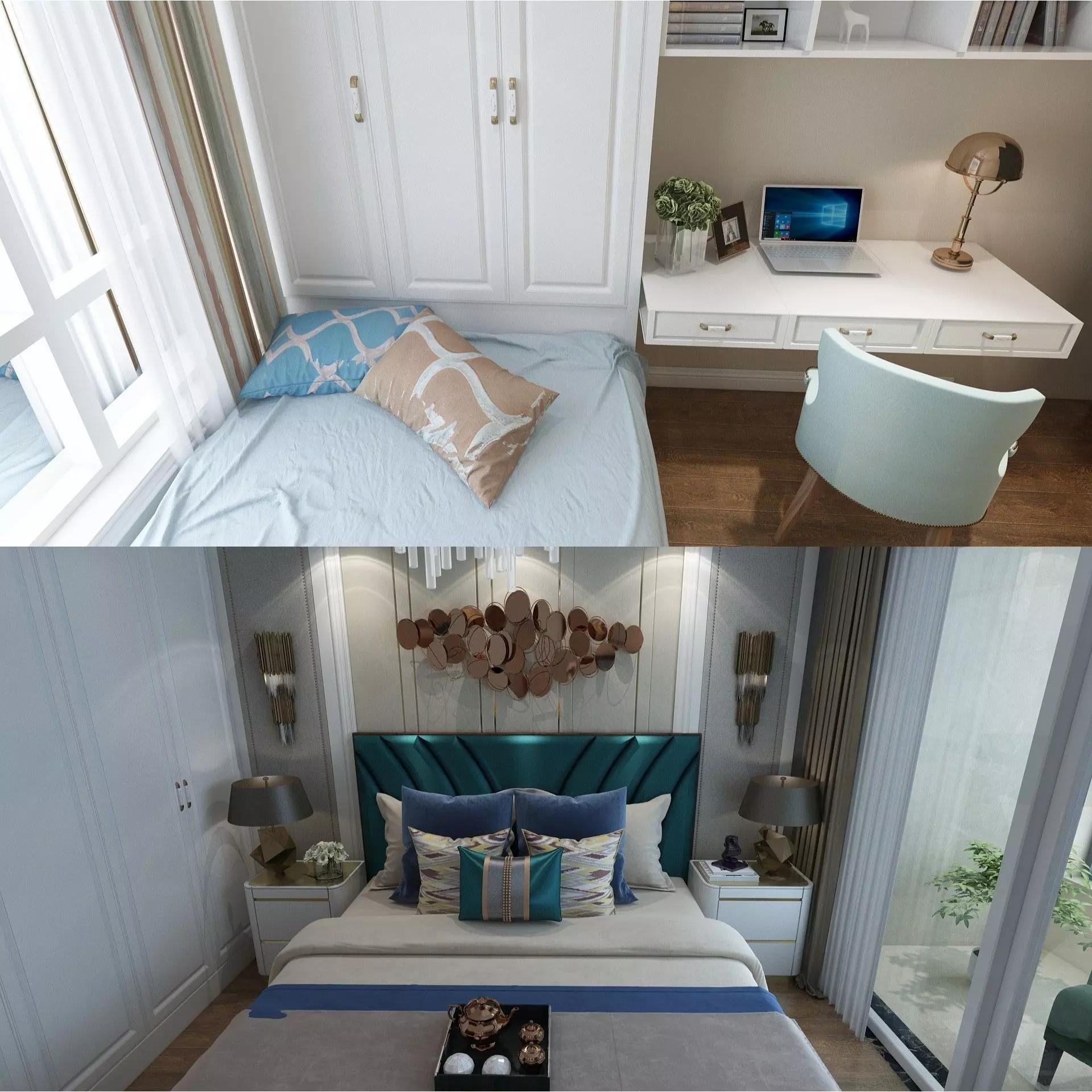 Teen and Parent Bedrooms 3D model