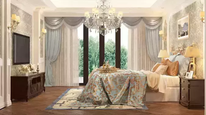 European Bedroom Design 3D model 3