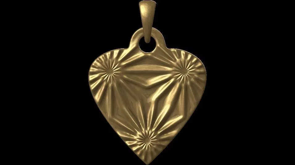 Modern Geometric Pattern Heart Pendant 3D print model