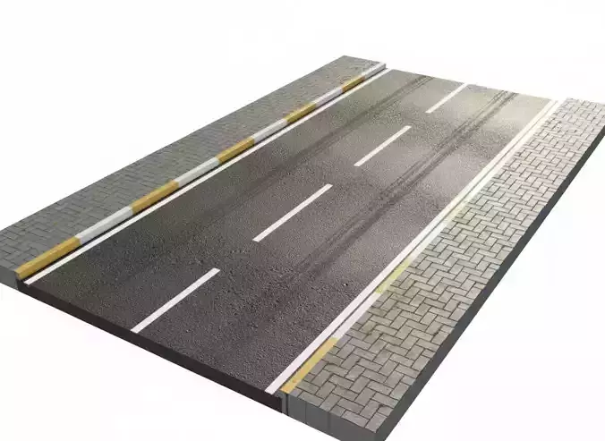 Modular City Sidewalk Kit Game Ready PBR Street Curbs Low-poly 3D model