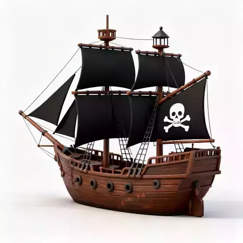 Stylized Pirate Brigantine Ship 3D Model 3D Model