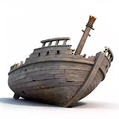 Stylized Shipwreck Hull Section 3D Model 3D Model