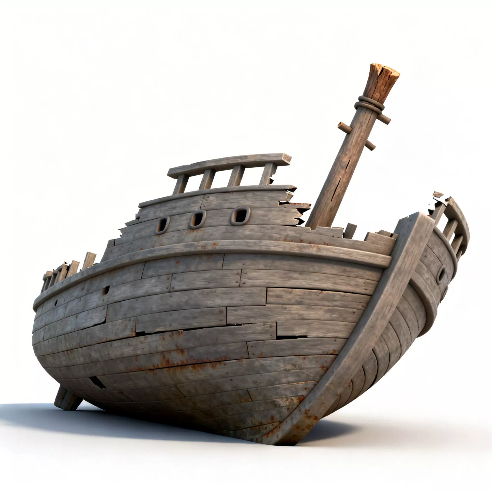 Stylized Shipwreck Hull Section 3D Model 3D Model Low-poly 3D model