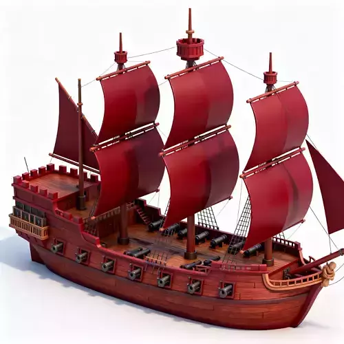 Stylized Large Pirate Galleon 3D Model 3D Model