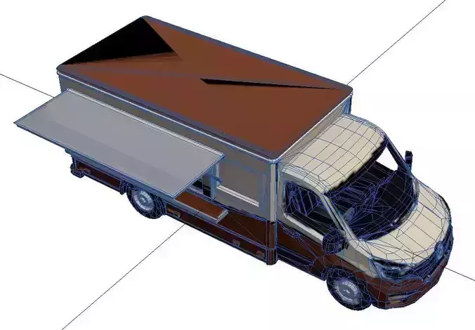Renault Master Food Truck Low Poly Mobile Kitchen Vehicle Low-poly 3D model 7