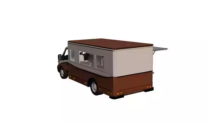 Renault Master Food Truck Low Poly Mobile Kitchen Vehicle Low-poly 3D model 6