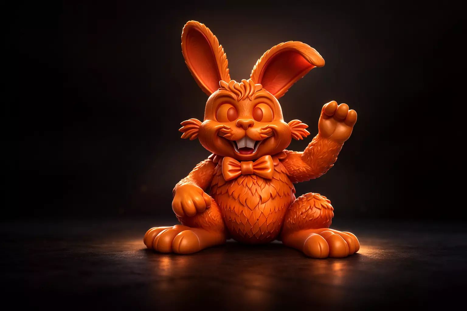 Easter Bunny Figure Cute Waving Rabbit with Bow Tie Spring 3D print model