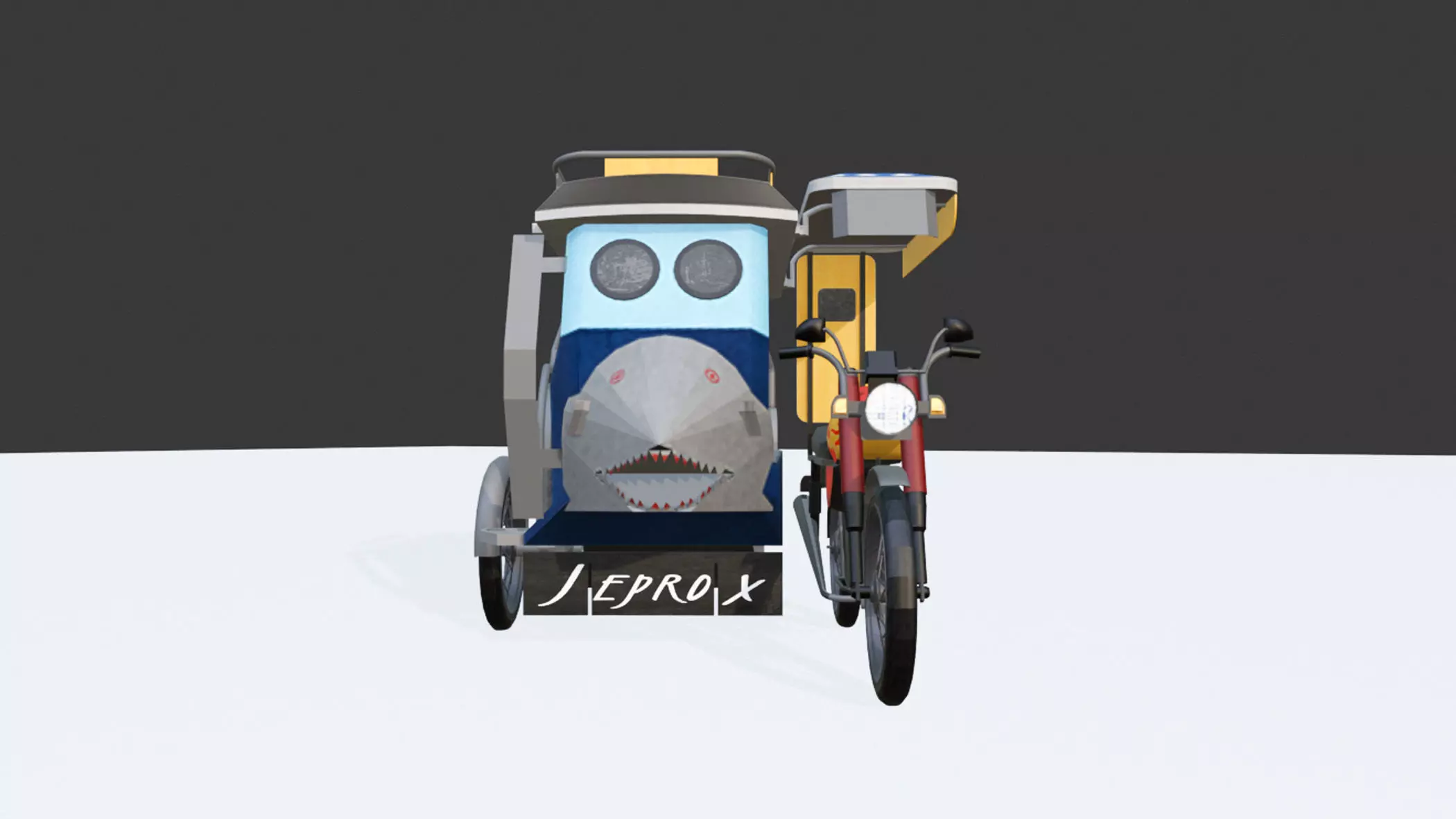 Tricycle 3D Model Philippines Transport Vehicle Low-poly 3D model