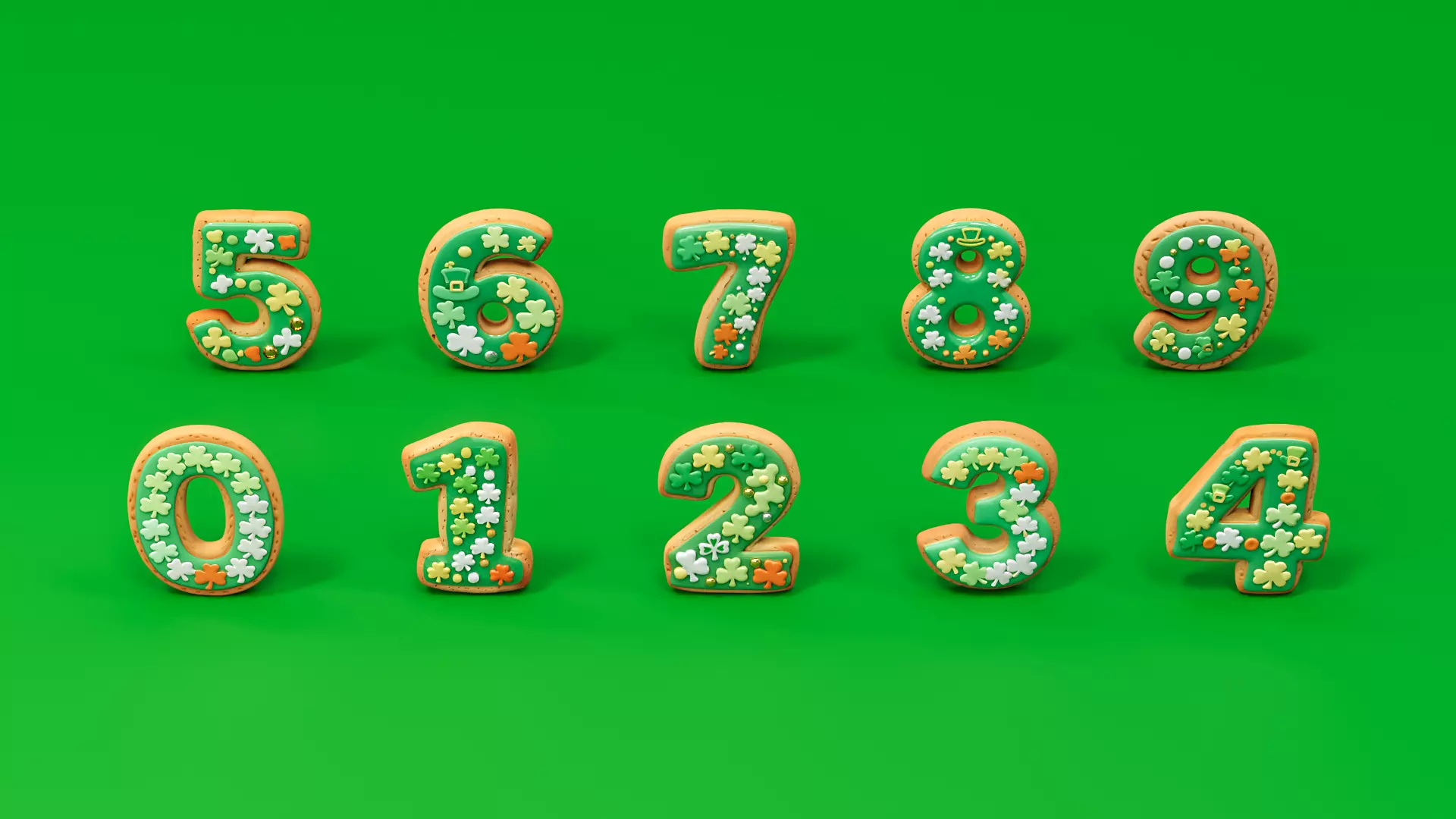 St Patrick Day themed number 3D model