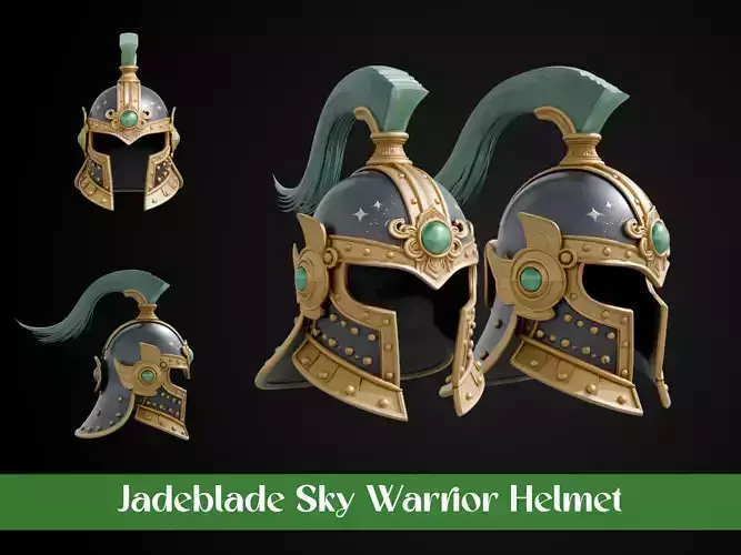 Stylized Celestial Empire Helmet - Jadeblade Sky Warrior