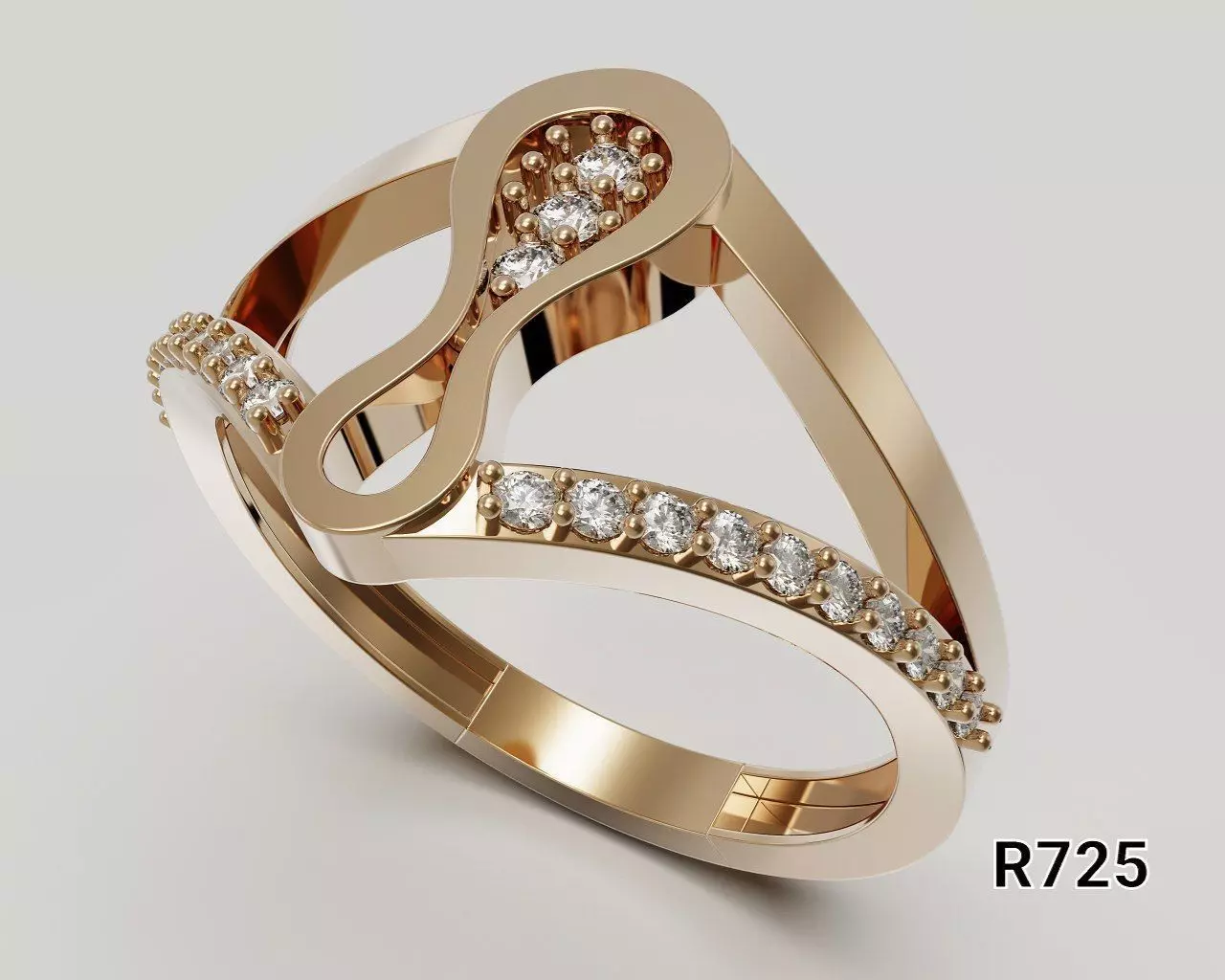 Luxury gold ring with jewels 3D print model