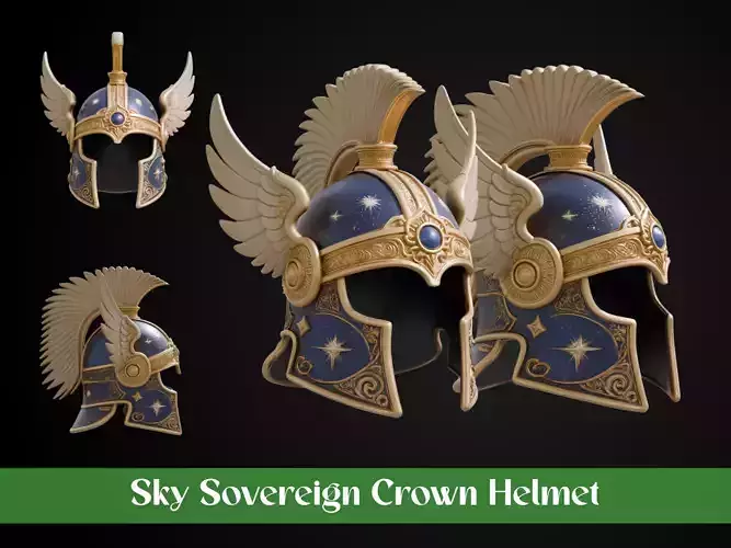 Stylized Celestial Empire Helmet - Sky Sovereign Crown