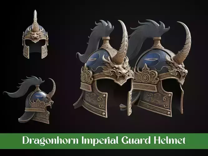 Stylized Celestial Empire Helmet - Dragonhorn Imperial Guard
